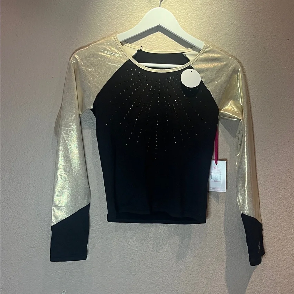 New Justice Girls Long Sleeve Cheer Dance Gymnastics Top Size X Large NWT